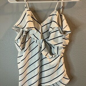 Kendall & Kylie White Camisole with Black Stripes